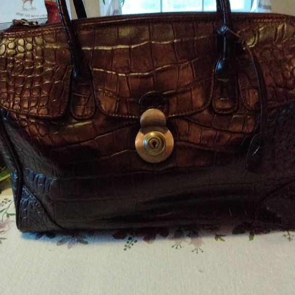 MICHAEL ROME genuine leather reptile print crossbody - Picture 2 of 4